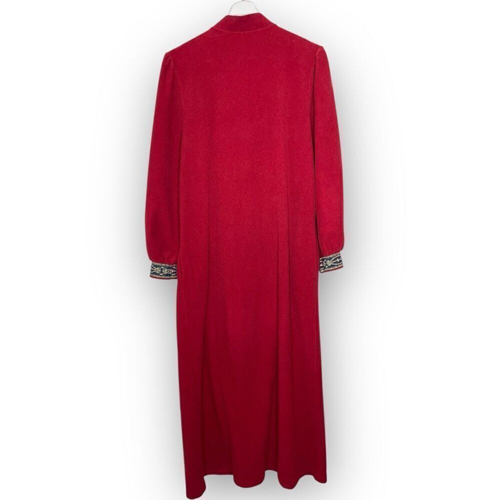 Vintage Vanity Fair Robe Red Velour Zip Up Long Sleeve Women’s Size Medium - Picture 3 of 14